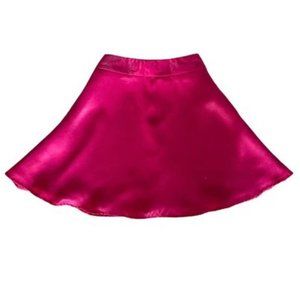 HOT PINK SATIN MINI SKIRT FLOWY FLARE SIZE SMALL